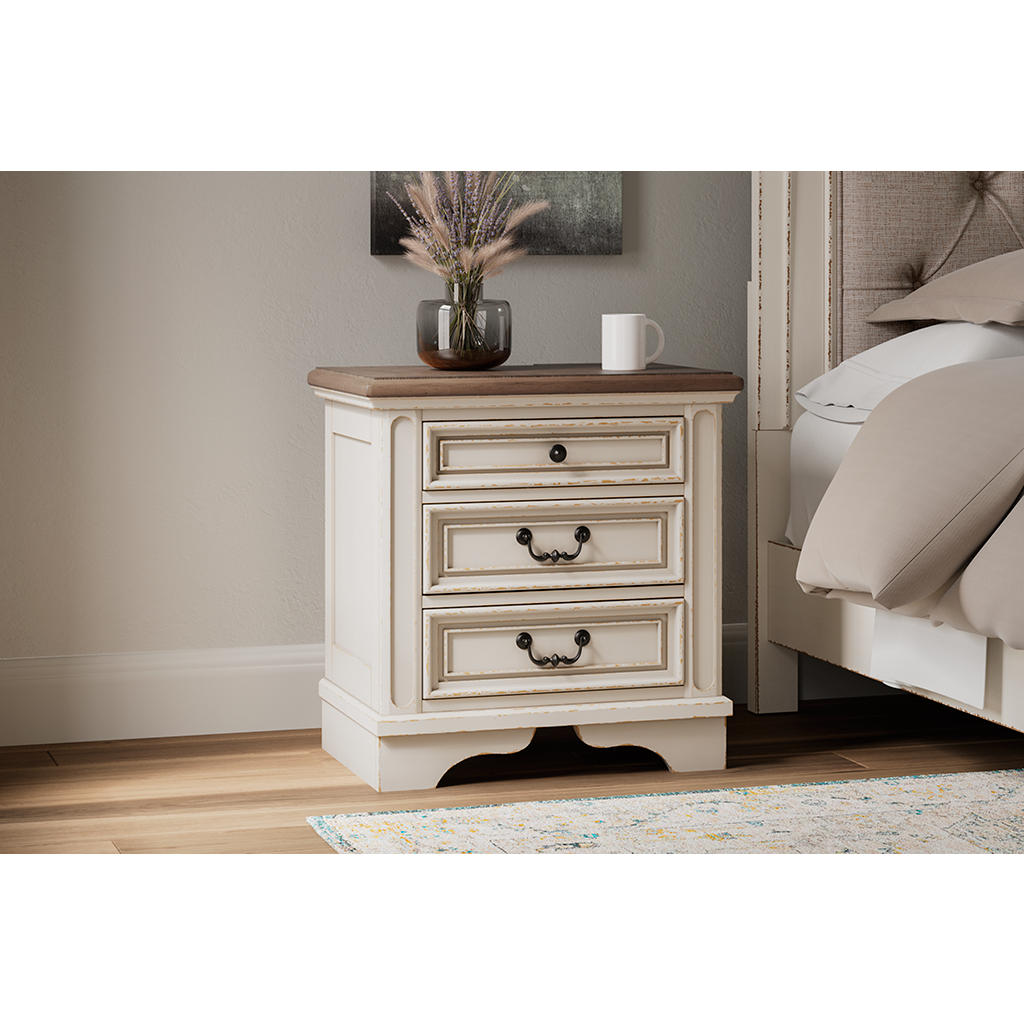 Realyn Nightstand — 3 Drawers with Outlets and USB Signature Design by Ashley® Bedroom
