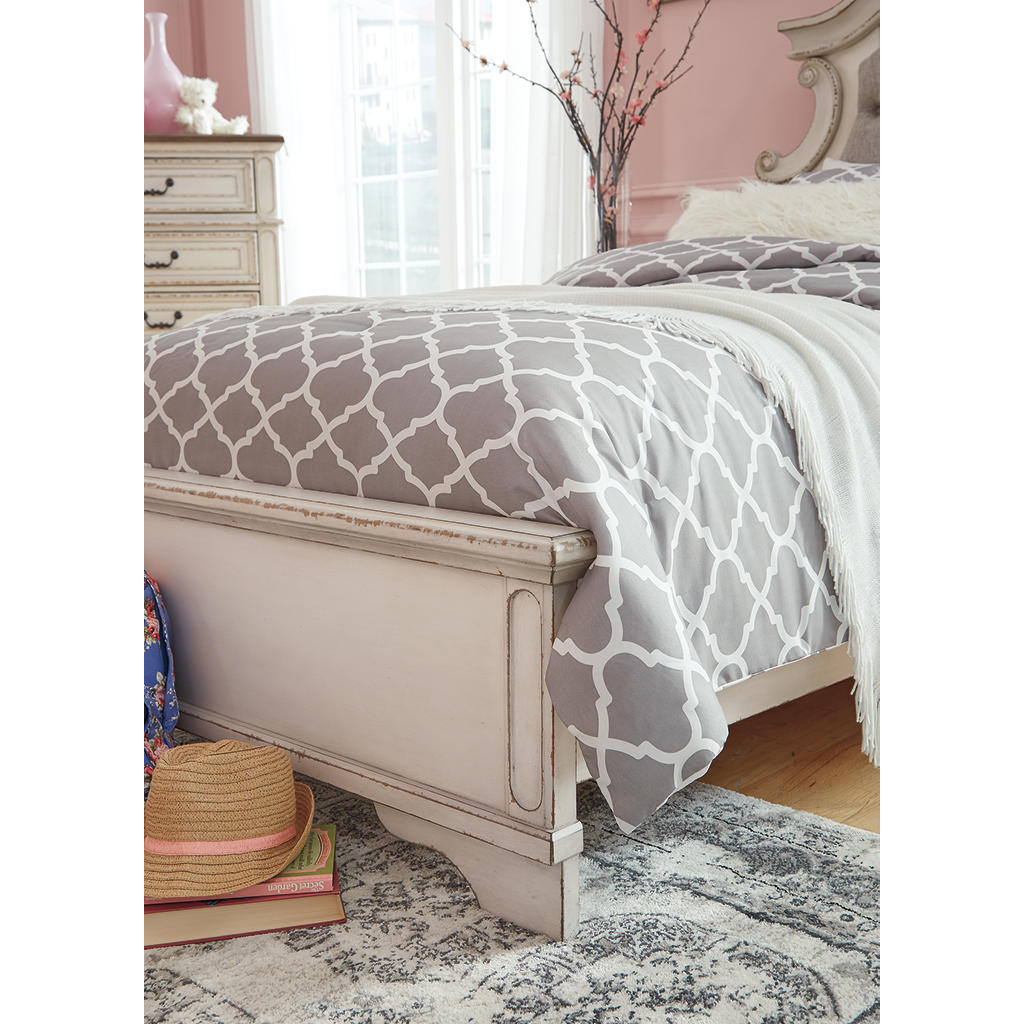 Realyn Twin Panel Bed — Button-Tufted, Chipped White Signature Design by Ashley® Beds