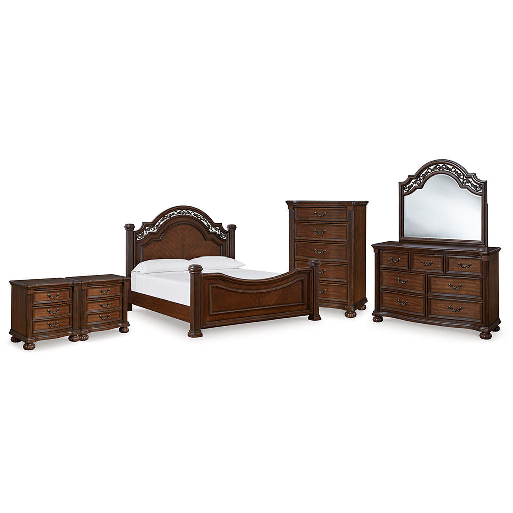 Lavinton Queen Poster Bed, Dresser, Mirror, Chest and 2 Nightstands Signature Design by Ashley® Uncategorized