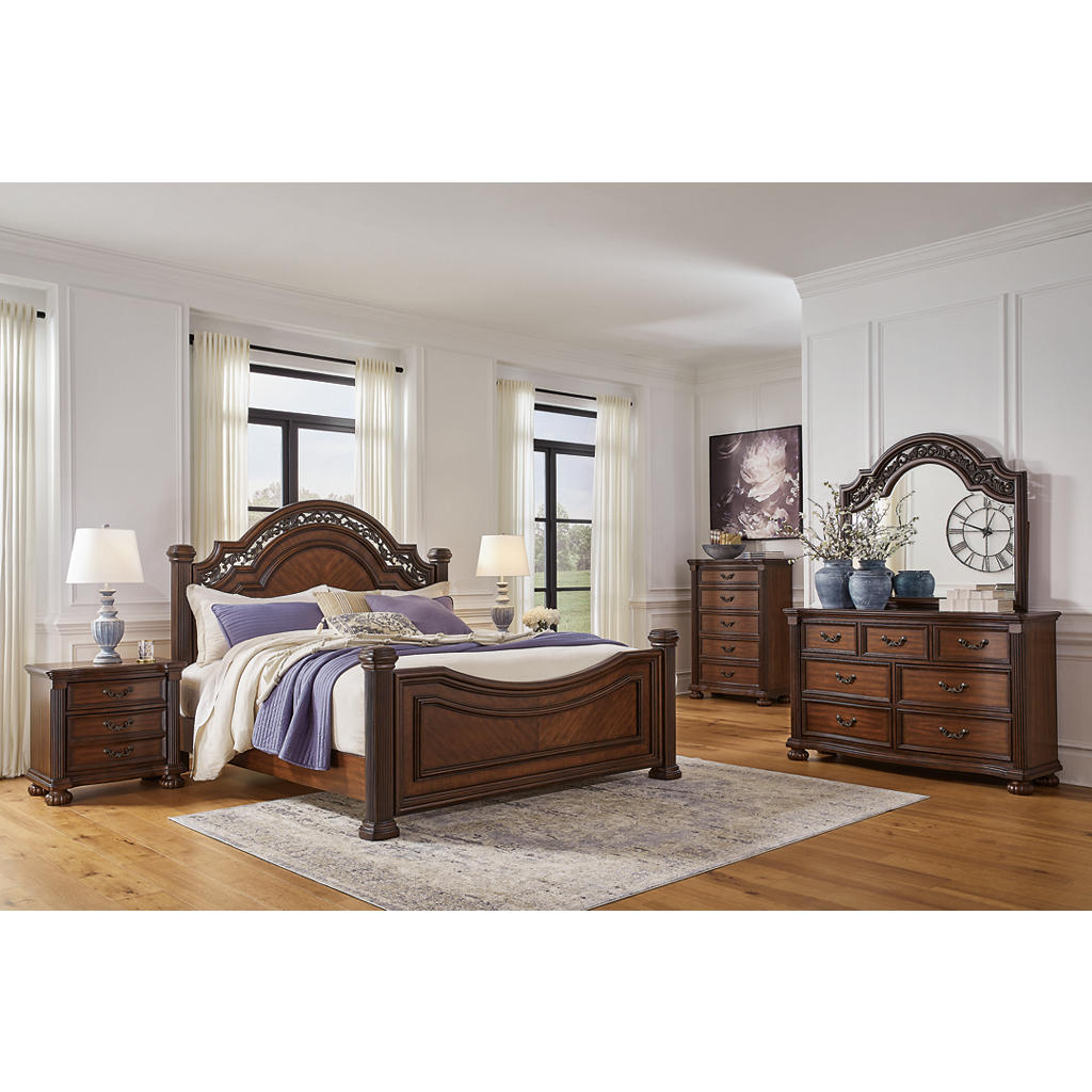 Lavinton King Poster Bed, Dresser, Mirror, Chest and 2 Nightstands Signature Design by Ashley® Uncategorized