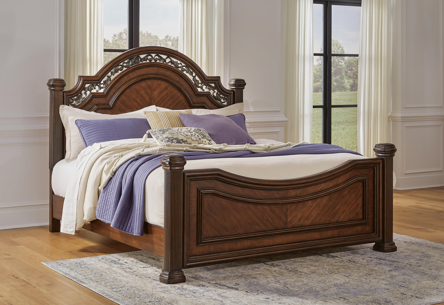 Lavinton King Poster Bed 6-Piece Set — Chest, Mirror, Nightstand Signature Design by Ashley® Bedroom