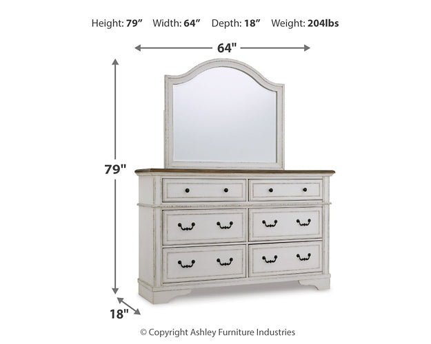 Brollyn King Upholstered Panel Bed, Dresser, Mirror and Nightstand