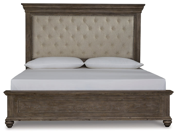 Johnelle California King Upholstered Bed, Dresser and Mirror