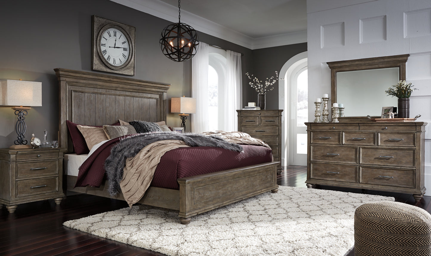 Johnelle California King Panel Bed, Dresser and Mirror