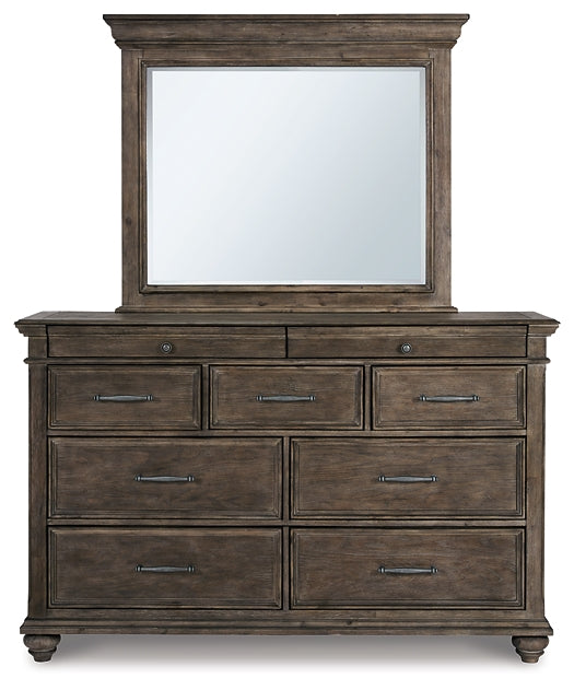 Johnelle California King Panel Bed, Dresser and Mirror