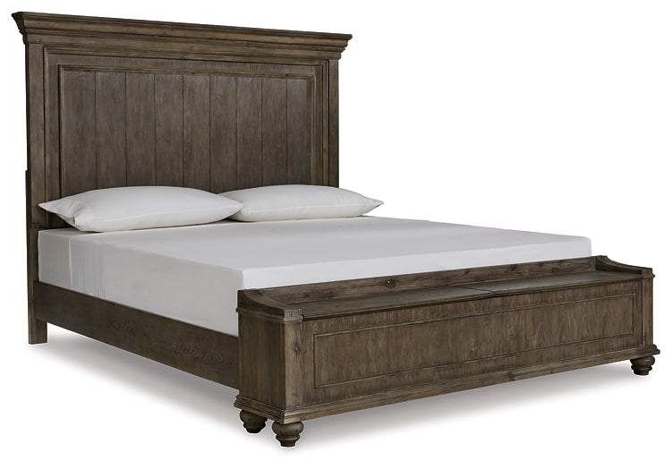 Johnelle King Panel Bed with Storage, Dresser and Mirror
