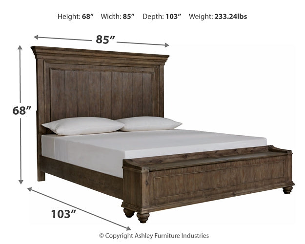 Johnelle King Panel Bed with Storage, Dresser and Mirror