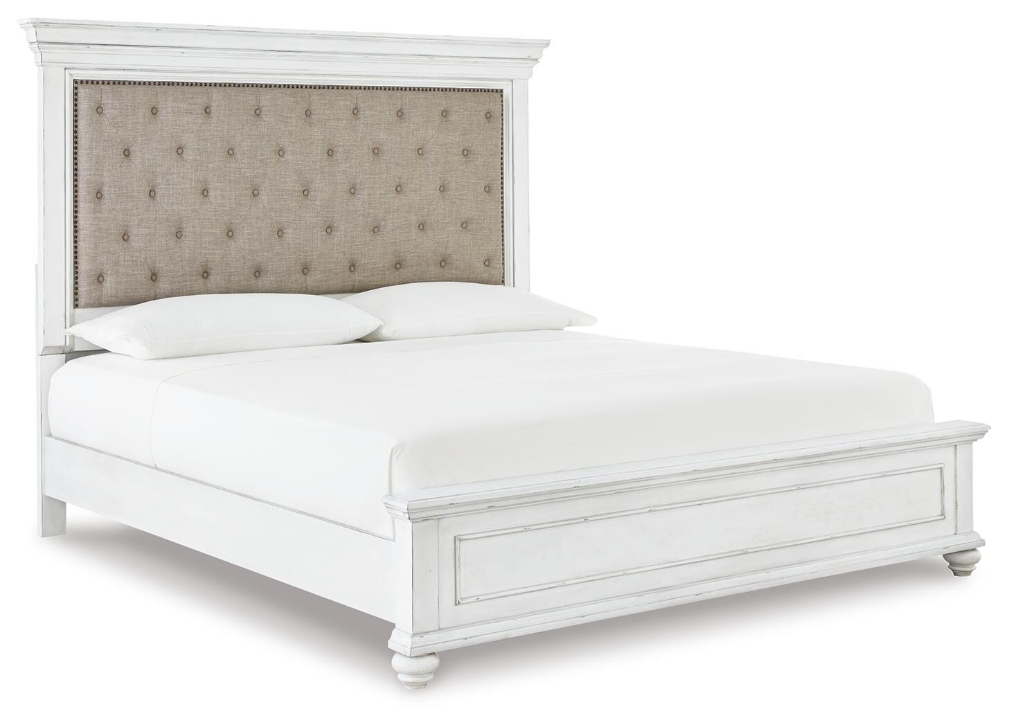 Kanwyn King Upholstered Panel Bed, Dresser and Mirror