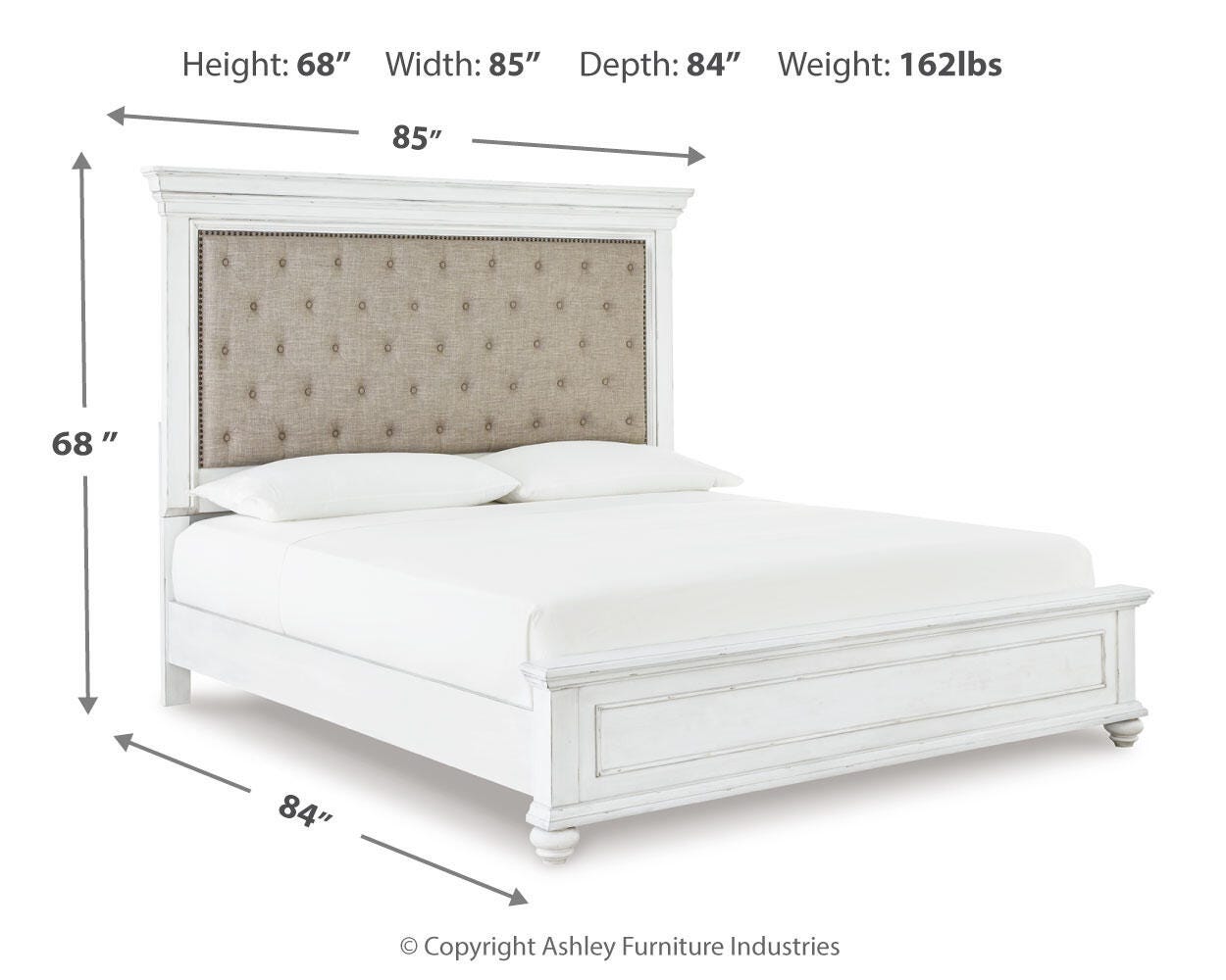 Kanwyn King Upholstered Panel Bed, Dresser and Mirror