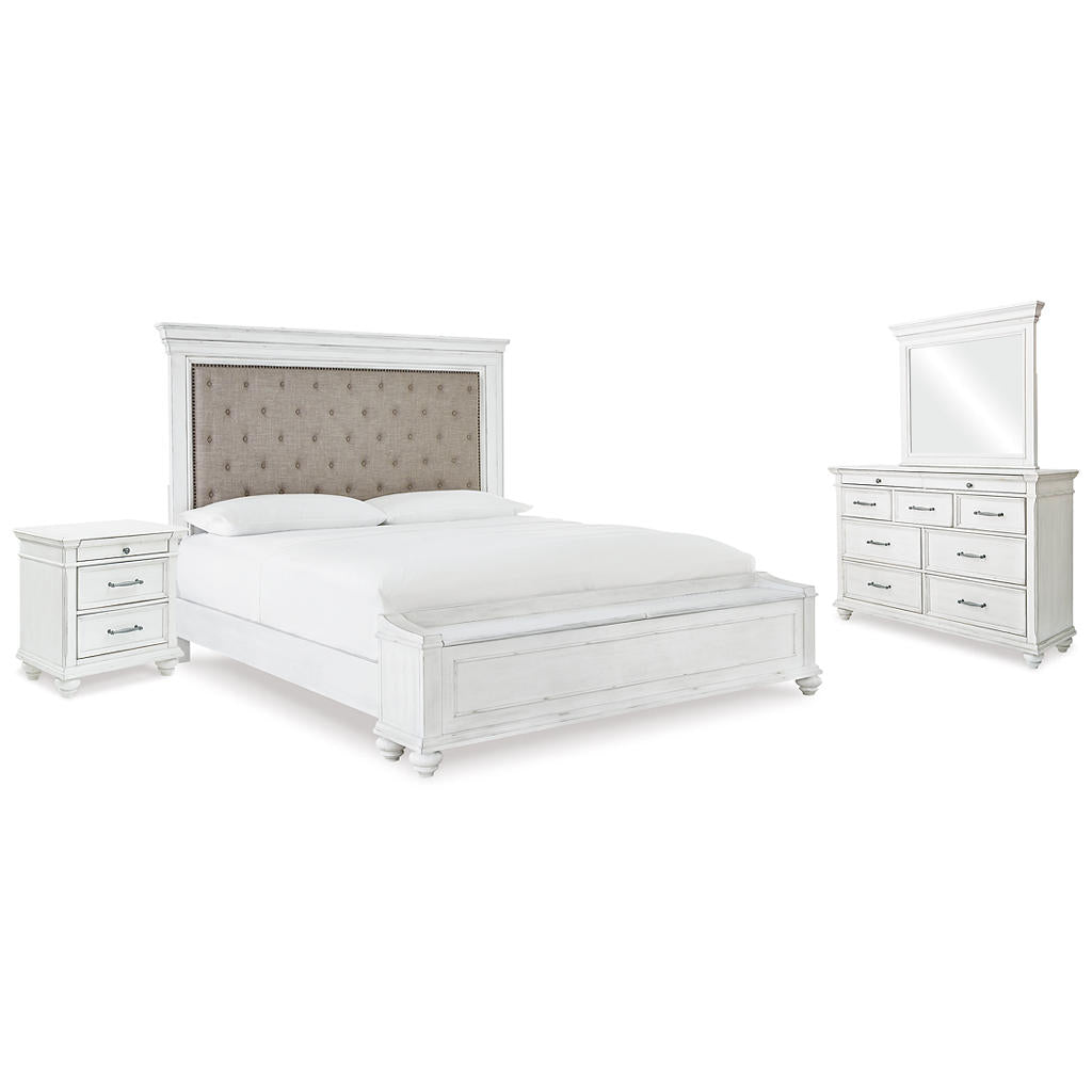 Kanwyn King Upholstered Storage Bed, Dresser, Mirror and Nightstand Benchcraft® Uncategorized
