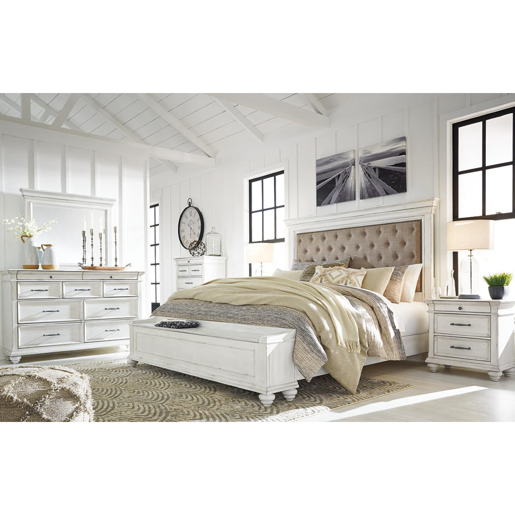 Kanwyn King Upholstered Storage Bed, Dresser, Mirror and Nightstand Benchcraft® Uncategorized