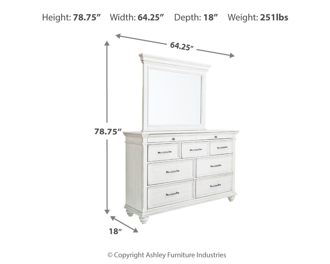 Kanwyn King Upholstered Panel Bed, Dresser and Mirror