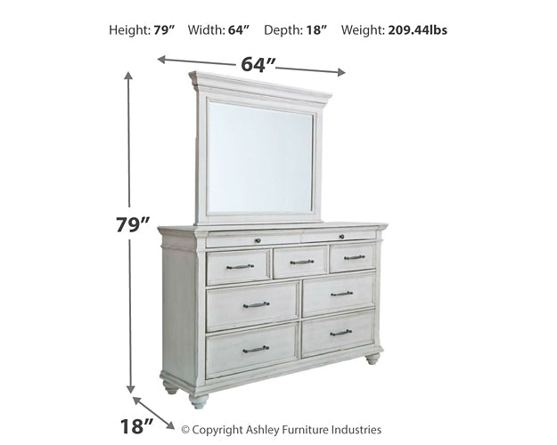 Kanwyn Queen Upholstered Panel Bed, Dresser, Mirror, and Nightstand