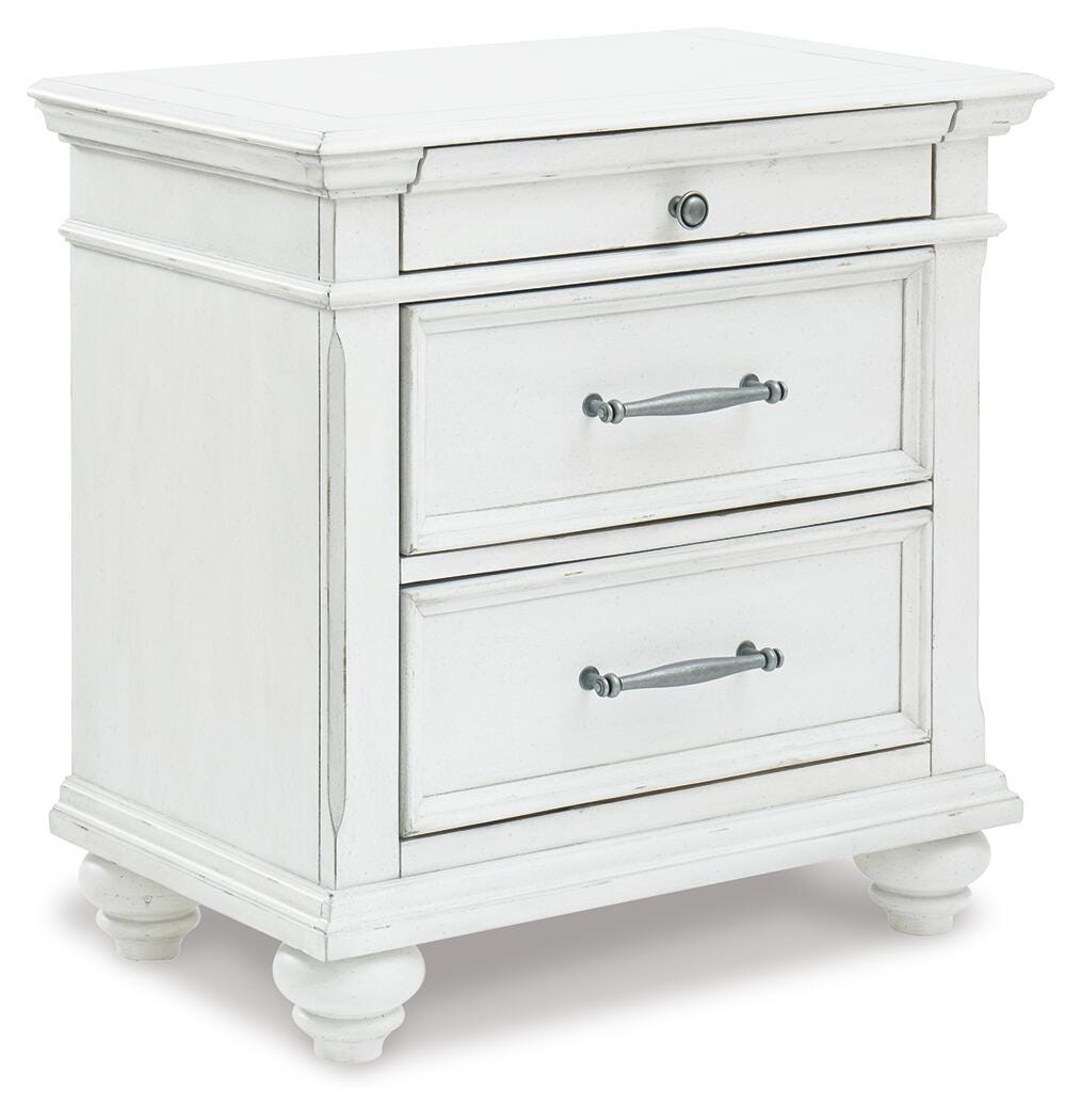 Kanwyn King Upholstered Panel Bed, Dresser and Nightstand