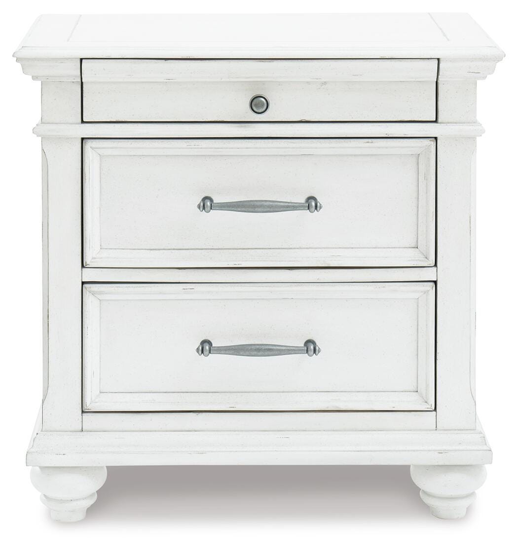 Kanwyn King Upholstered Panel Bed, Dresser and Nightstand