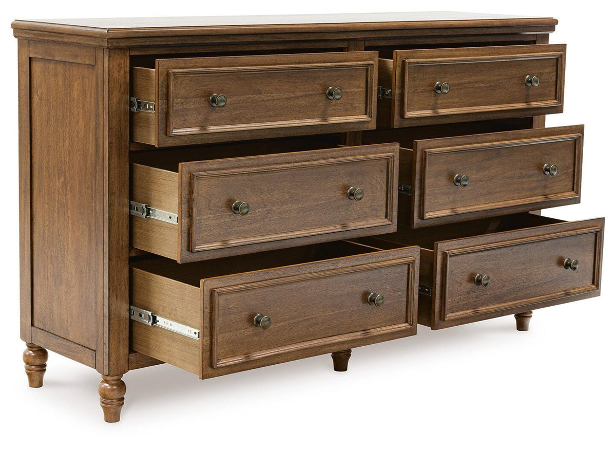 Sturlayne King Upholstered Panel Bed, Dresser and 2 Nightstands