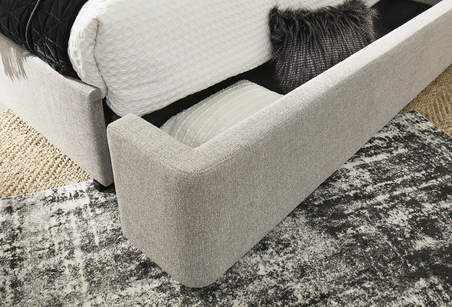 Fawnburg King Upholstered Bed, Dresser and Mirror