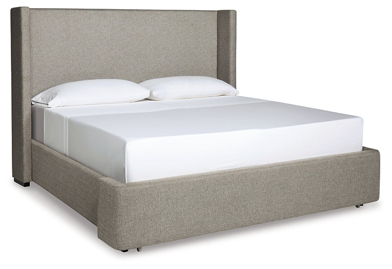 Fawnburg King Upholstered Bed, Dresser and Mirror