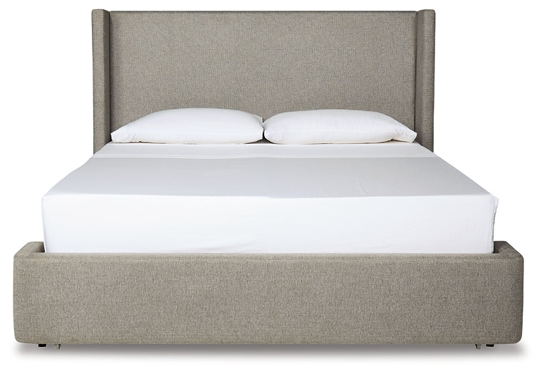 Fawnburg King Upholstered Bed, Dresser and Mirror