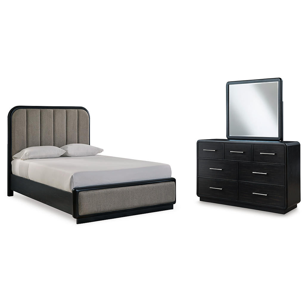 Rowanbeck Queen Upholstered Panel Bed, Dresser and Mirror Signature Design by Ashley® Uncategorized