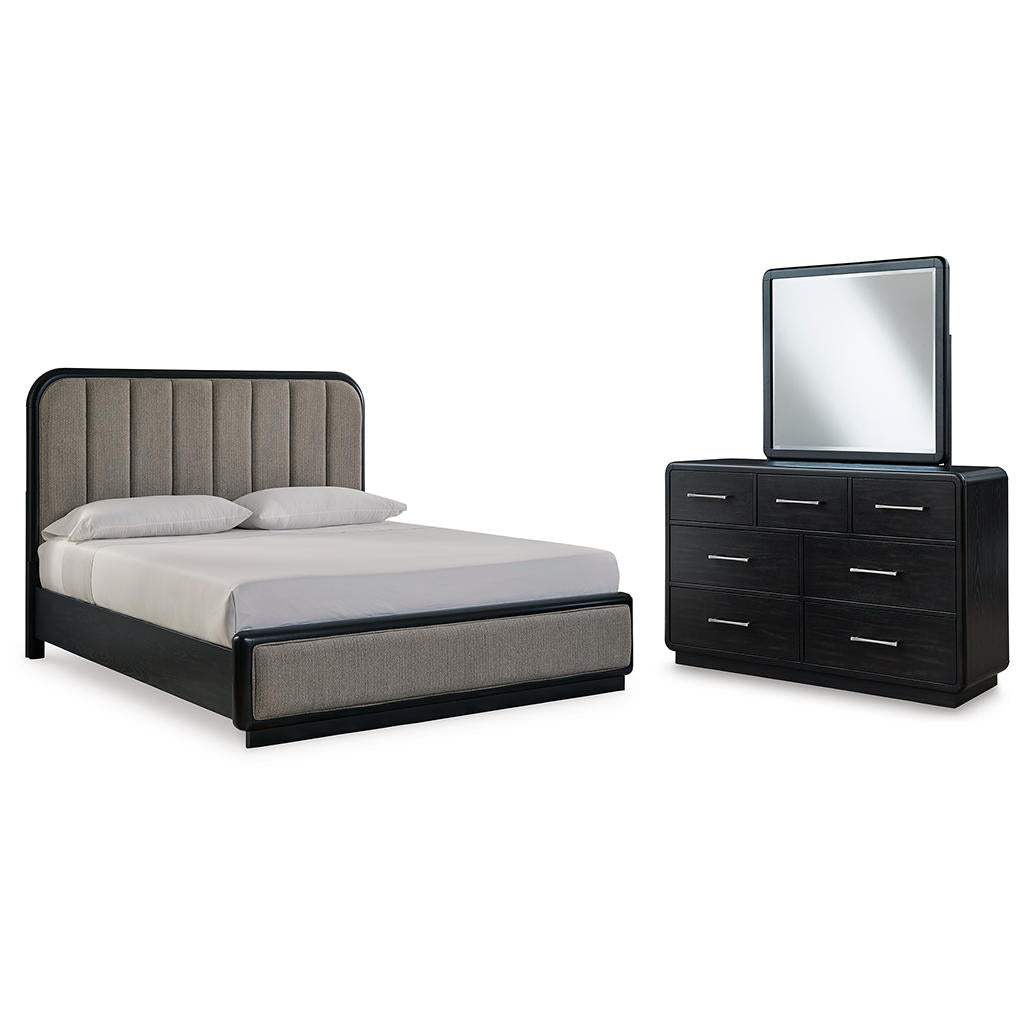 Rowanbeck King Upholstered Panel Bed, Dresser and Mirror Signature Design by Ashley® Uncategorized