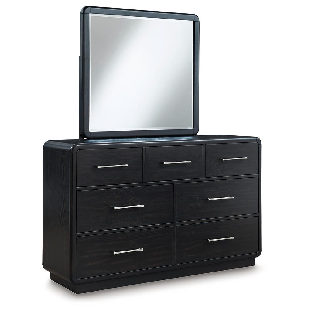 Rowanbeck Dresser and Mirror Set — Art Deco Black Signature Design by Ashley® Bedroom
