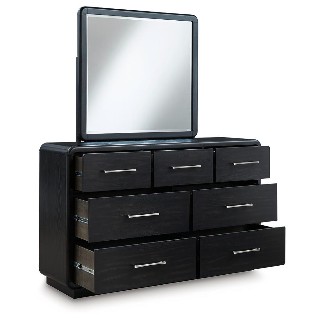 Rowanbeck Dresser and Mirror Set — Art Deco Black Signature Design by Ashley® Bedroom