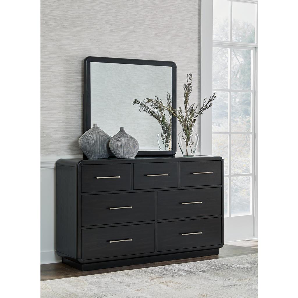 Rowanbeck Dresser and Mirror Set — Art Deco Black Signature Design by Ashley® Bedroom
