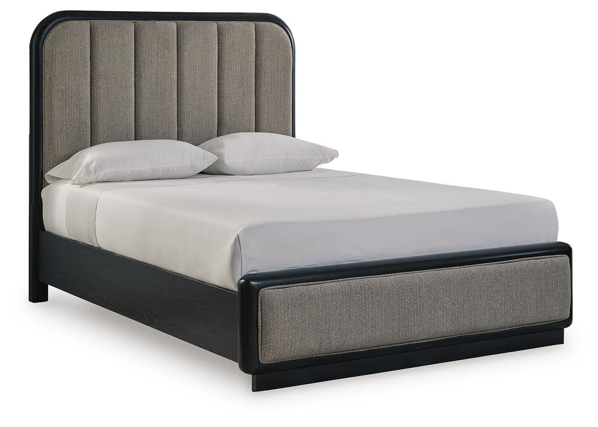 Rowanbeck Queen Upholstered Bed, Dresser, Mirror and Nightstand Signature Design by Ashley® Bedroom