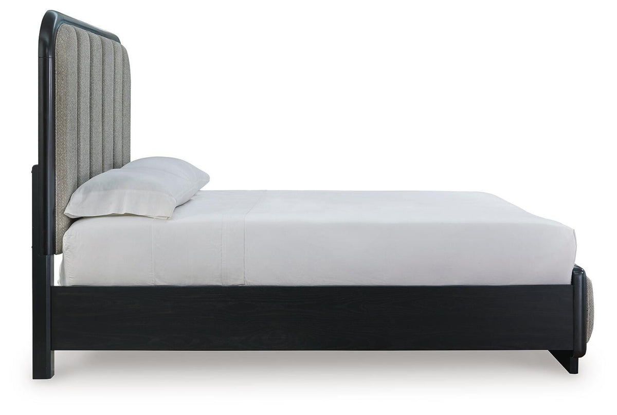 Rowanbeck Queen Upholstered Bed, Dresser, Mirror and Nightstand Signature Design by Ashley® Bedroom