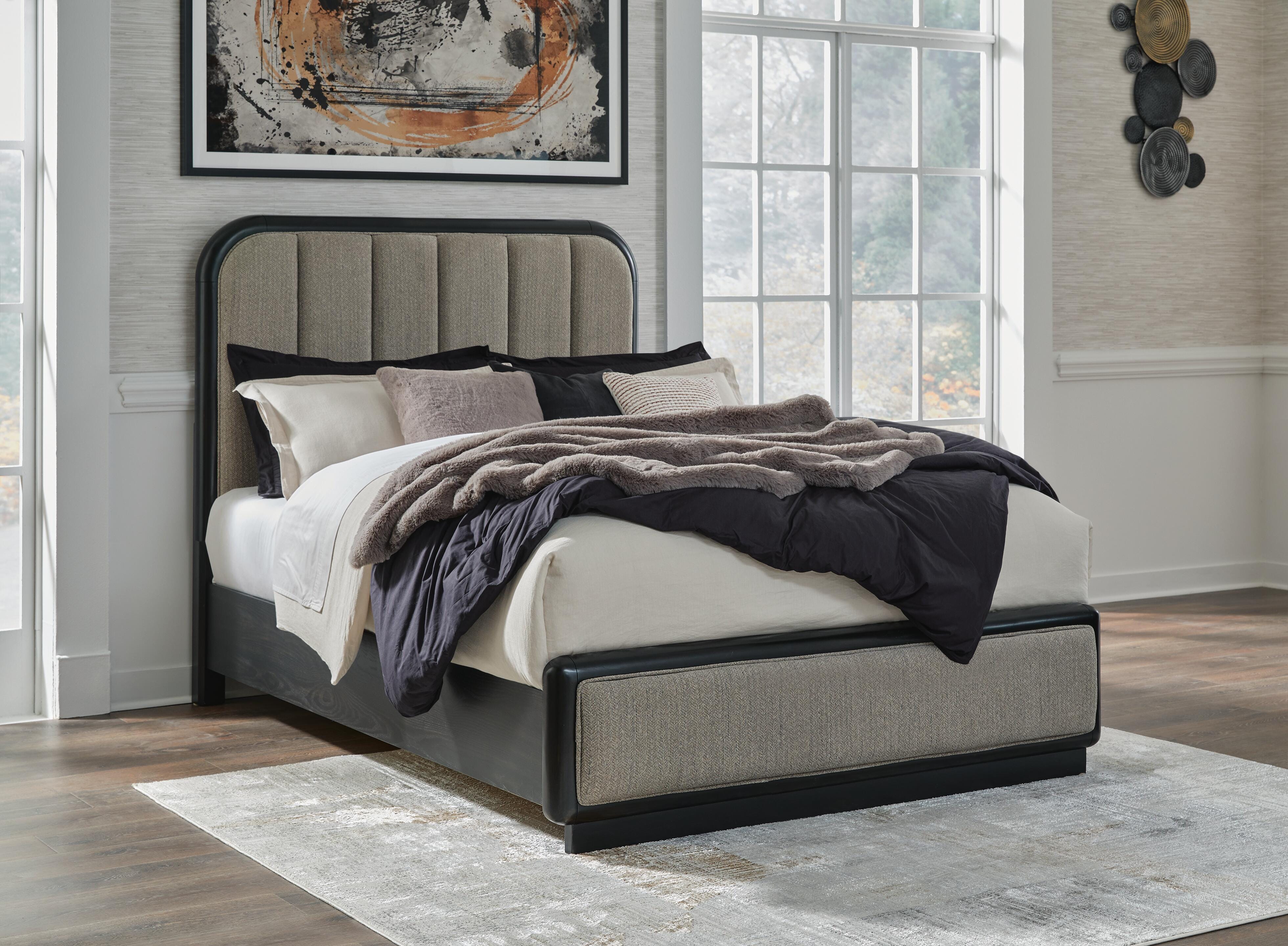 Rowanbeck Queen Upholstered Bed, Dresser, Mirror and Nightstand Signature Design by Ashley® Bedroom