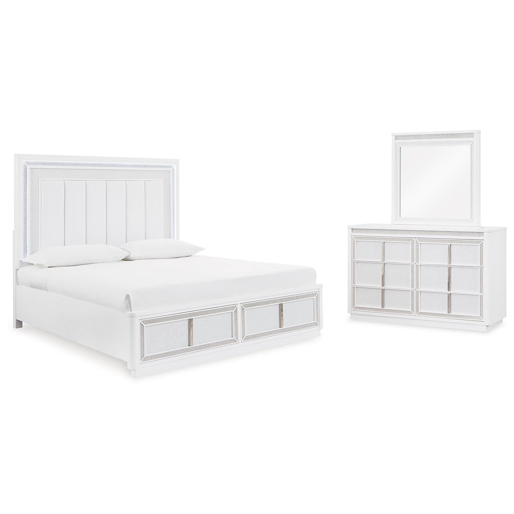 Chalanna Queen Upholstered Storage Bed, Dresser and Mirror Signature Design by Ashley® Uncategorized