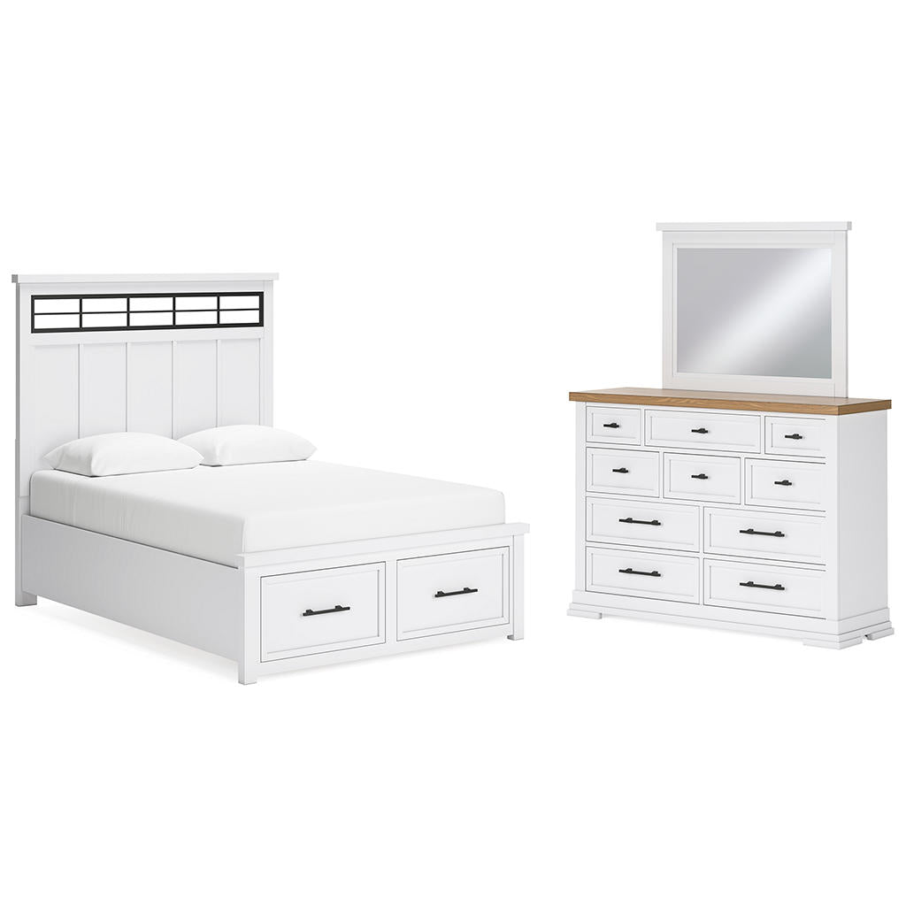 DOORBUSTER! Ashbryn Queen Panel Storage Bed, Dresser and Mirror Benchcraft® Uncategorized