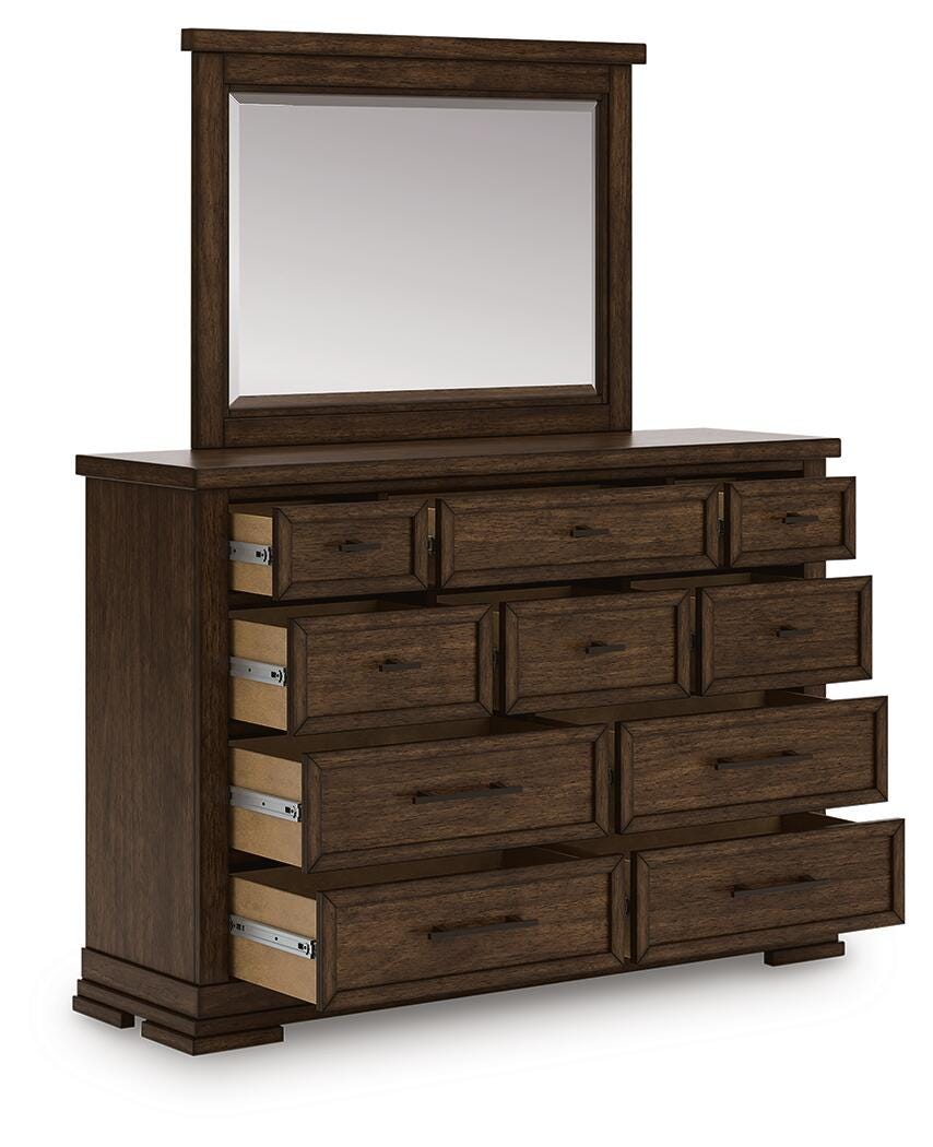 Taffenbrook Queen Panel Storage Bed, Dresser and Mirror
