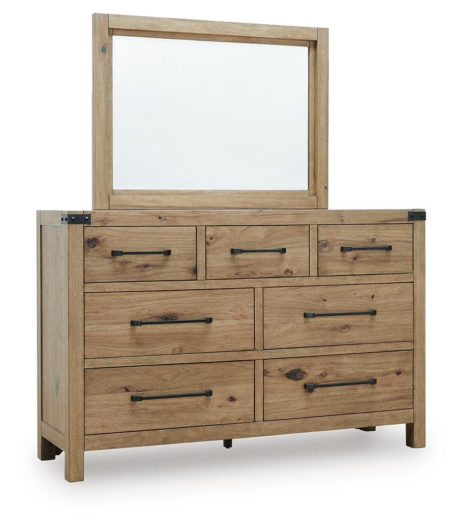 Ridgester Queen Panel Bed, Dresser and Mirror