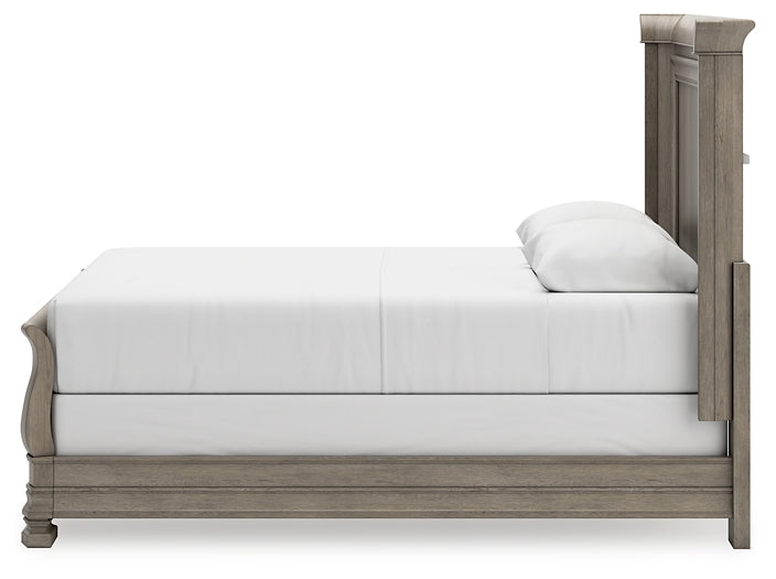 Lexorne Queen Sleigh Bed with Mirrored Dresser