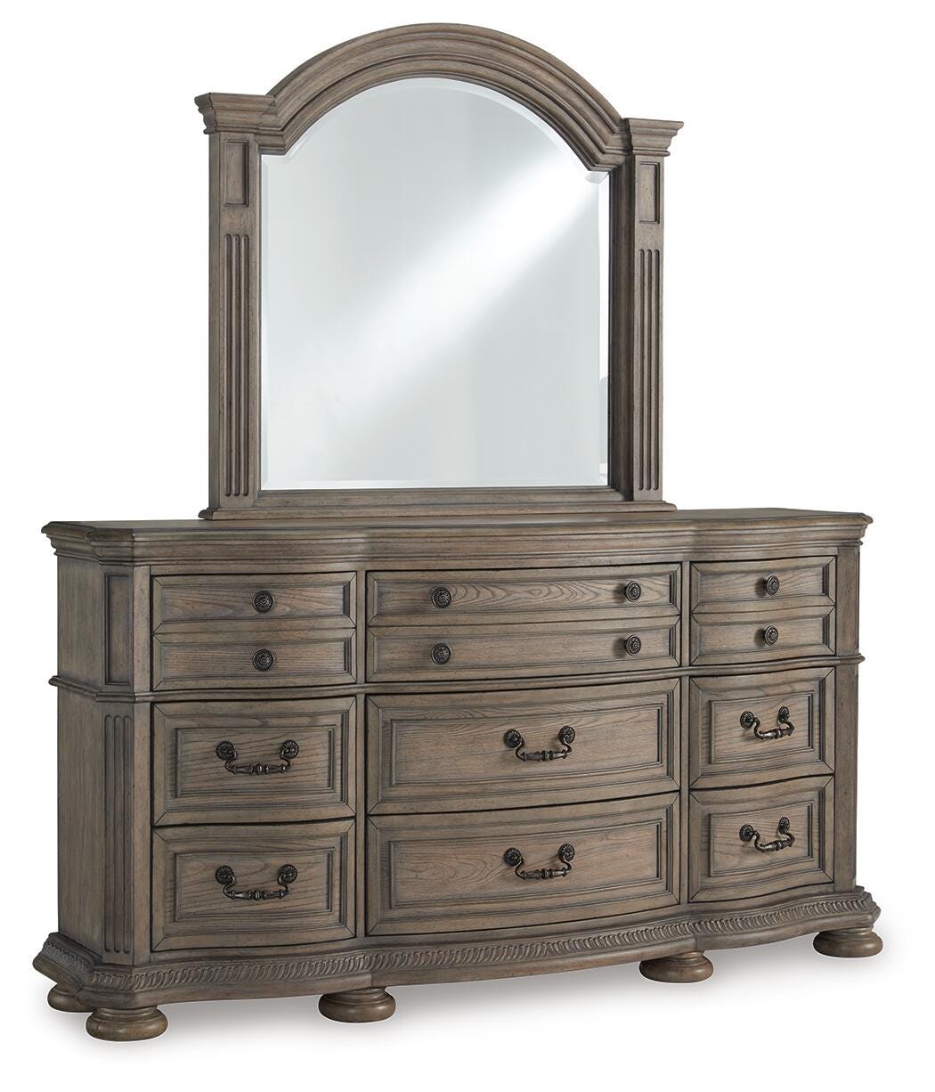 Ardenfield King Upholstered Sleigh Bed, Dresser, Mirror, Chest and 2 Nightstands