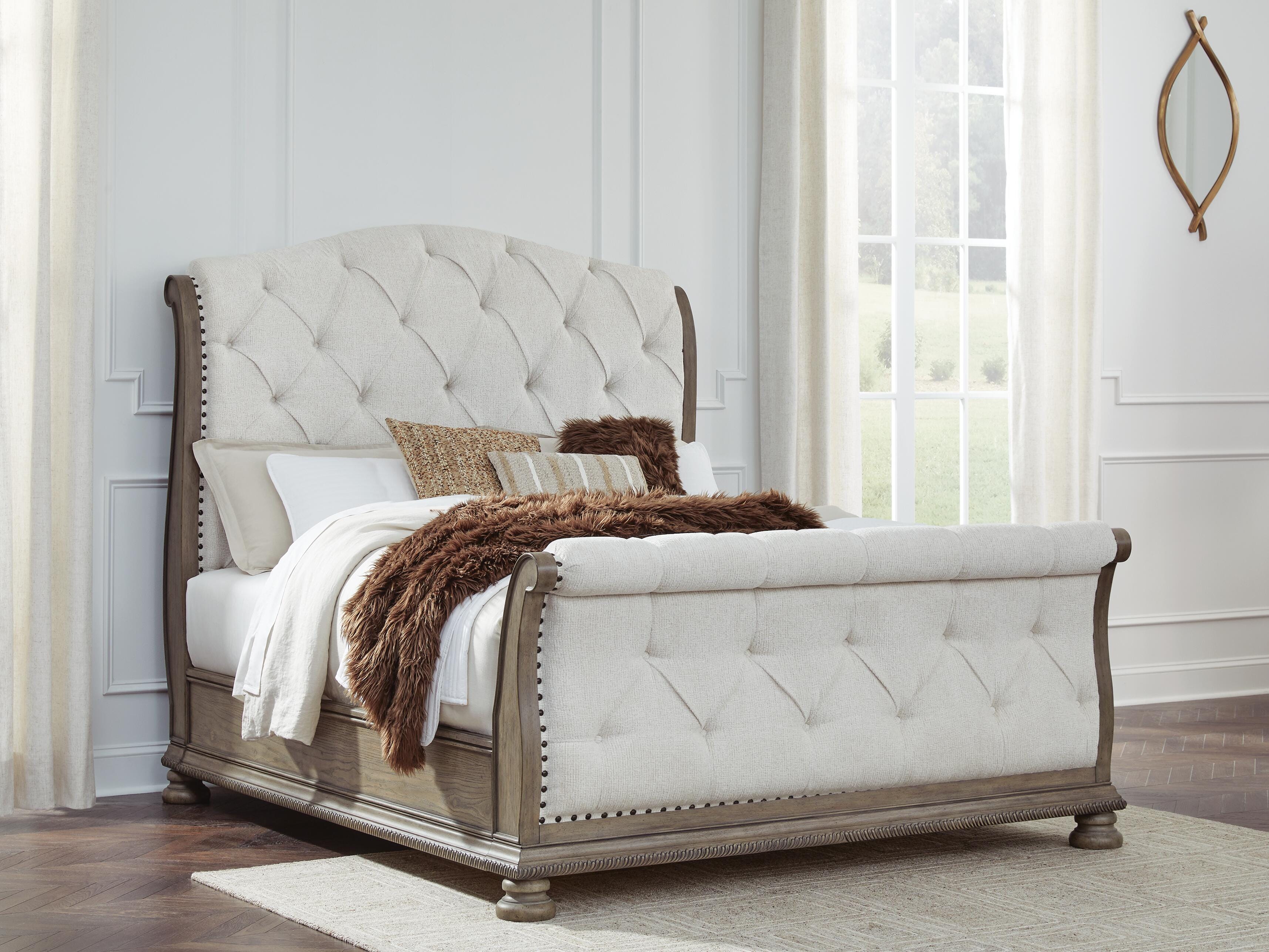 Ardenfield Queen Upholstered Sleigh Bed, Dresser and Mirror Signature Design by Ashley® Bedroom