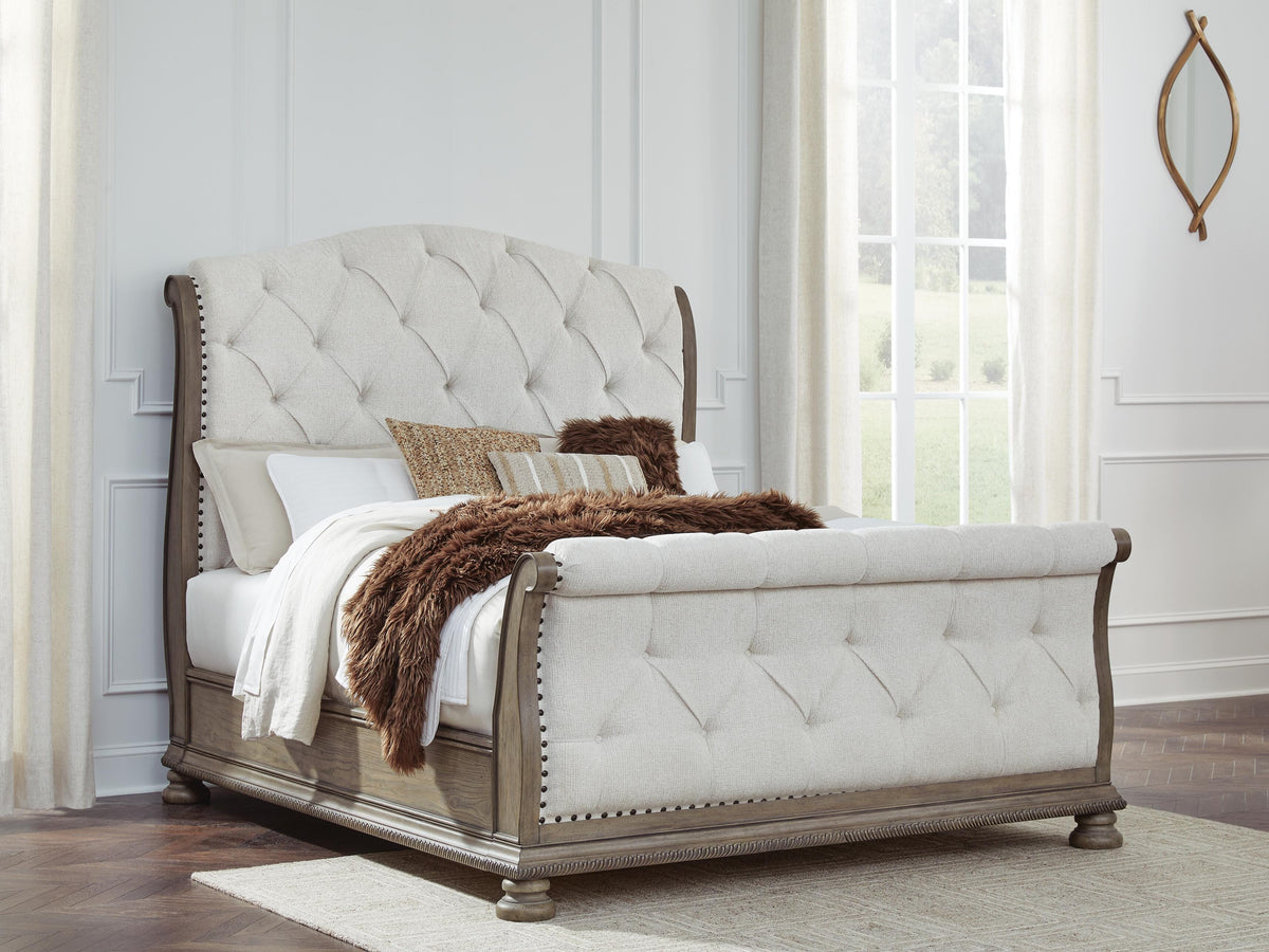 Ardenfield Queen Upholstered Sleigh Bed, Dresser and Mirror Signature Design by Ashley® Bedroom
