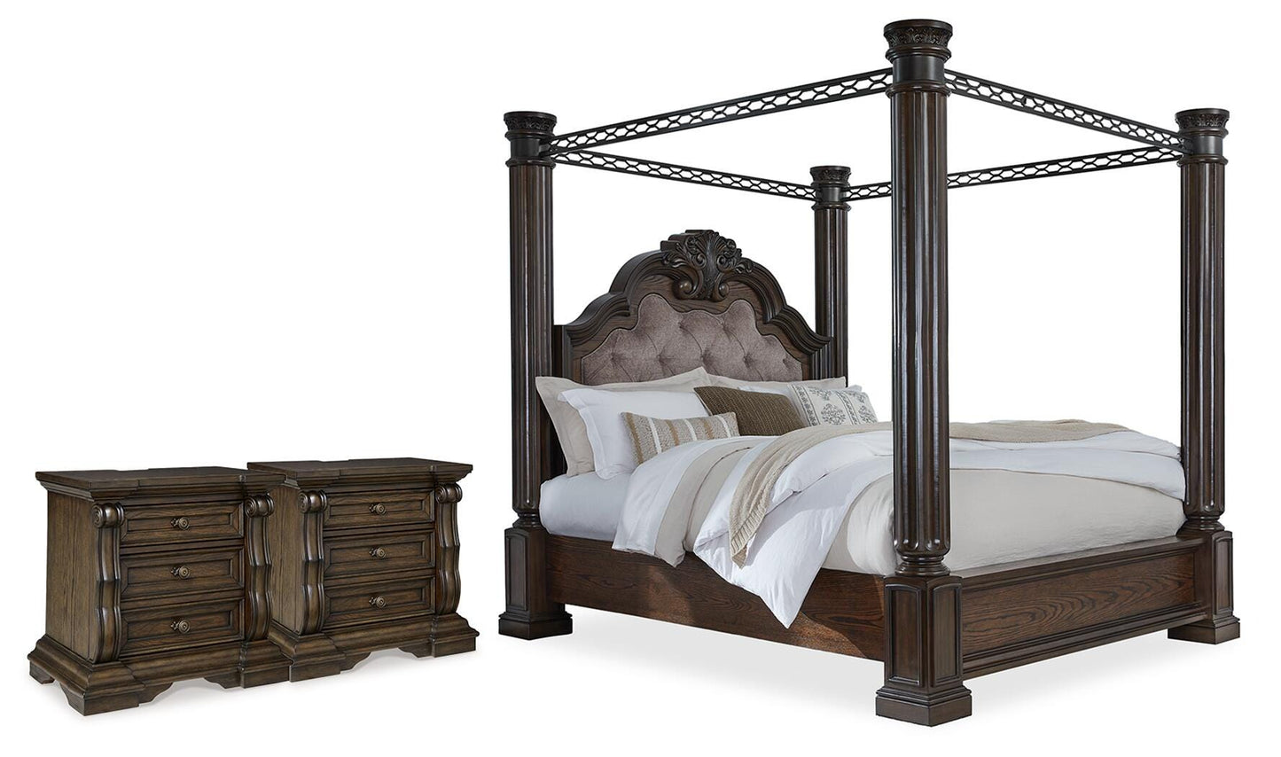 Maylee King Canopy Bed and 2 Nightstands — 91-Inch Posts Signature Design by Ashley® Bedroom