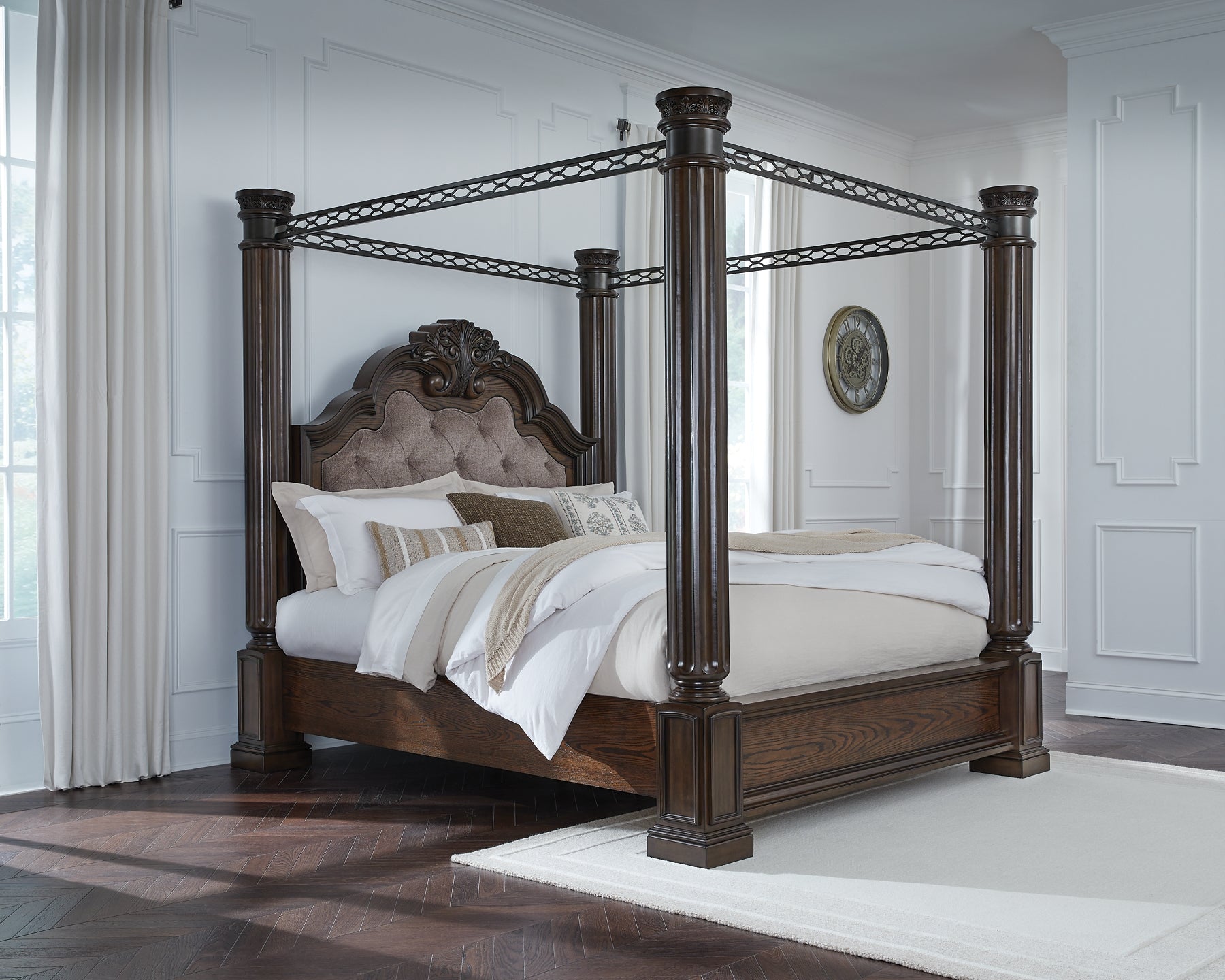 Maylee Queen Canopy Bed, Dresser and Mirror Ashley® Bedroom