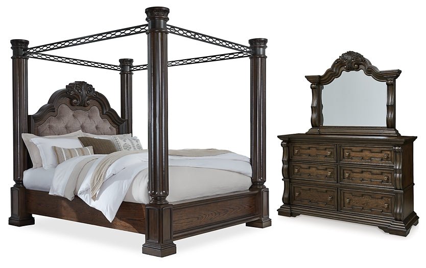 Maylee Queen Canopy Bed, Dresser and Mirror Ashley® Bedroom