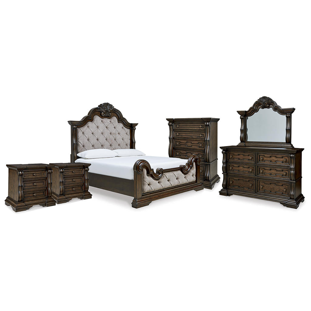 Maylee King Upholstered Bed, Dresser, Mirror, Chest and 2 Nightstands Signature Design by Ashley® Uncategorized