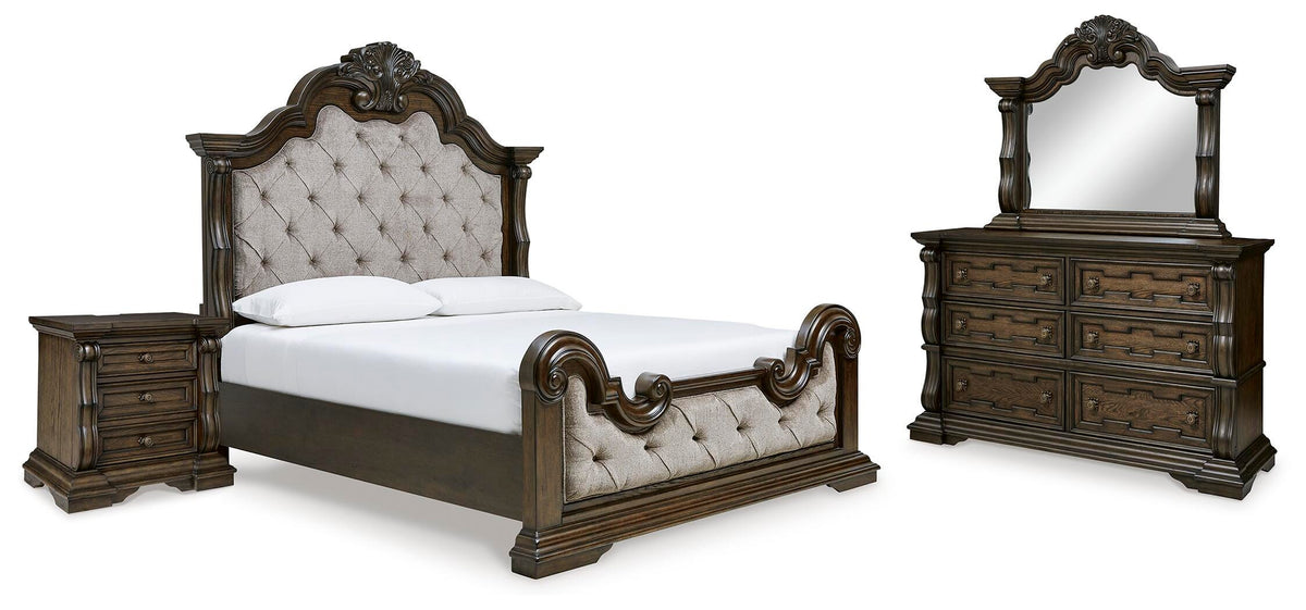 Maylee California King Panel Bed, Dresser, Mirror and Nightstand