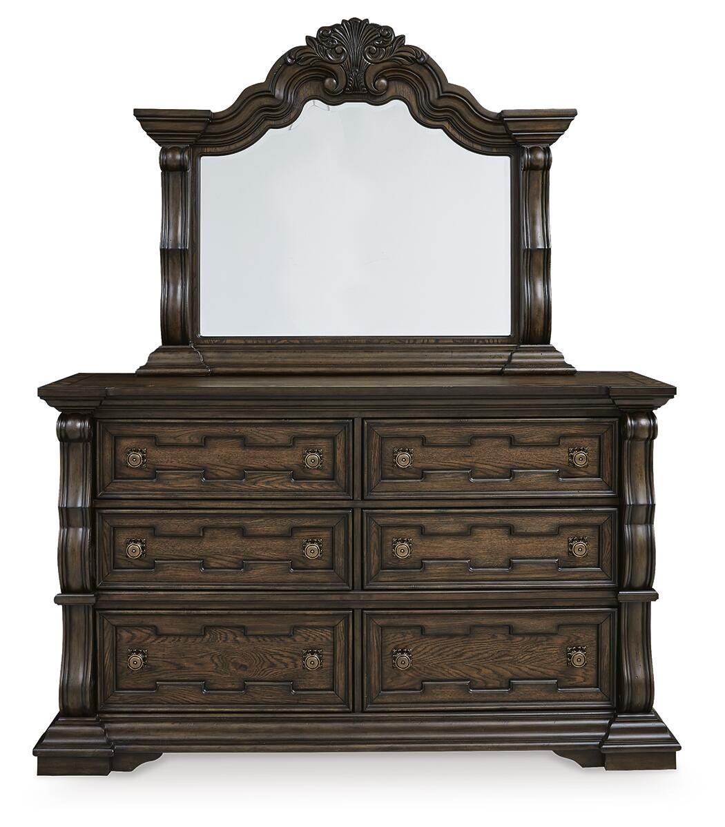 Maylee California King Panel Bed, Dresser, Mirror and Nightstand