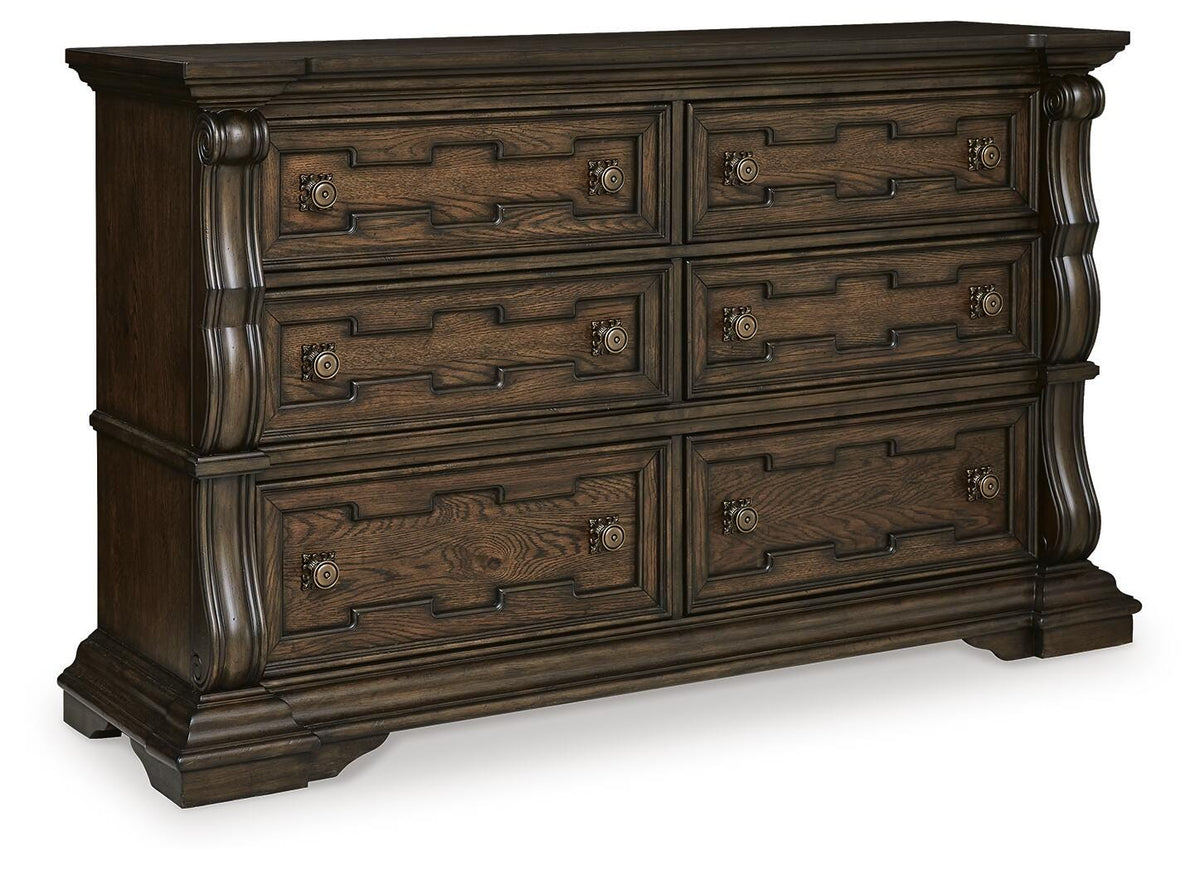 Maylee King Upholstered Panel Bed and Dresser