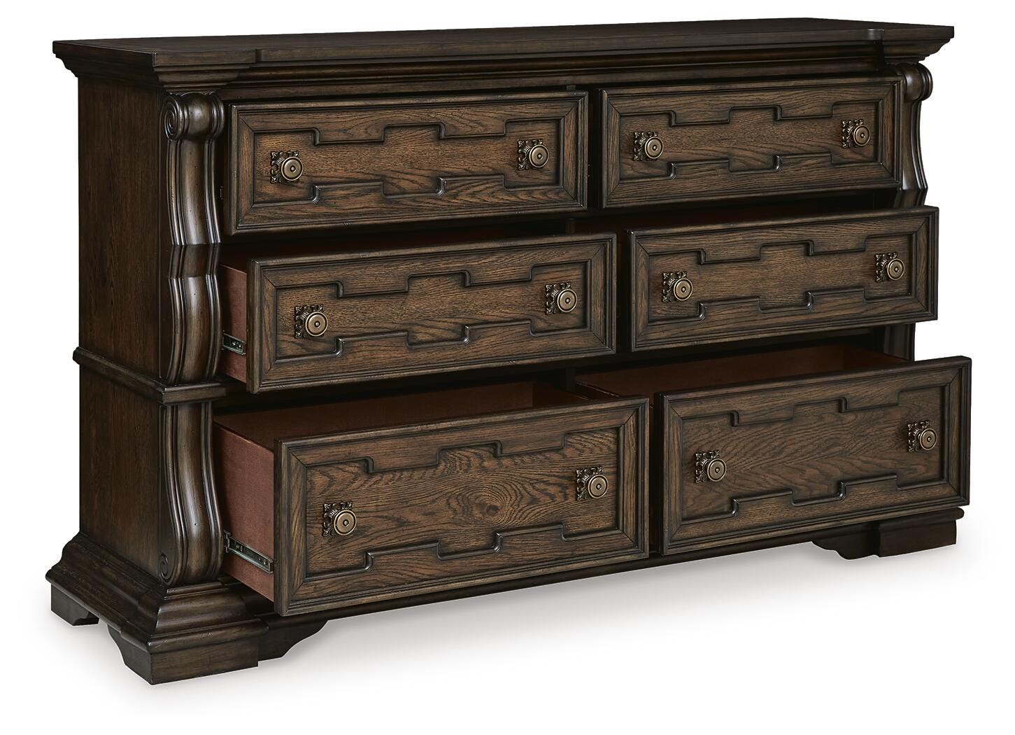 Maylee Queen Upholstered Panel Bed, Dresser and 2 Nightstands
