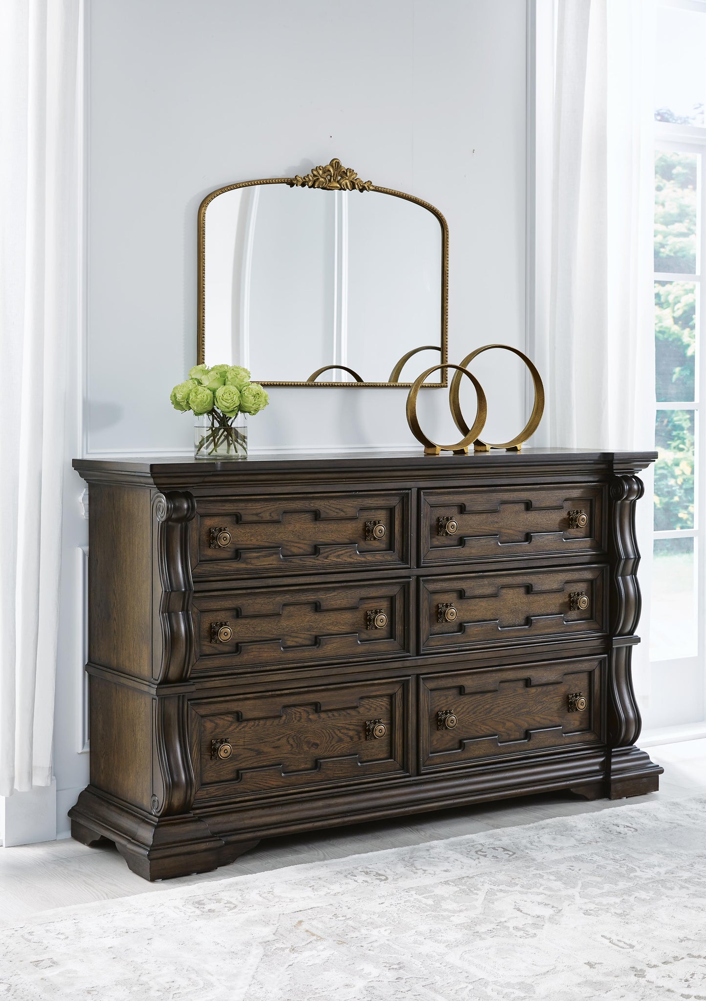 Maylee Queen Upholstered Panel Bed, Dresser and 2 Nightstands
