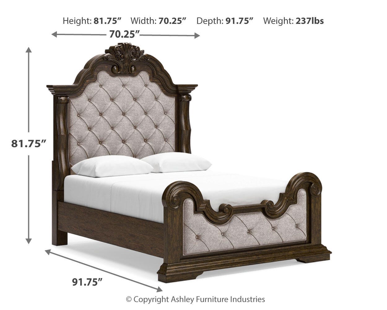 Maylee Queen Upholstered Panel Bed, Dresser and 2 Nightstands