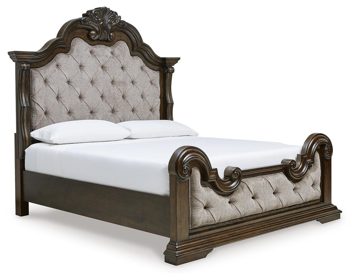 Maylee King Upholstered Panel Bed and Dresser